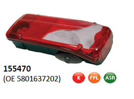 5801637202 FANALE POSTERIORE DX CICALINO RETROMARCIA IVECO STRALIS TRAKKER  SWAY XWAY TWAY