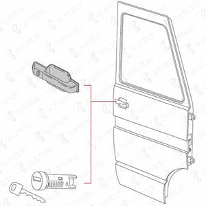 35122 KIT 2 MANIGLIE PORTA APRIPORTA CON CHIAVI IVECO DAILY 90-96