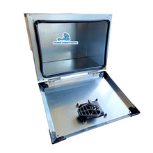 Carica l'immagine nel visualizzatore di Gallery, cassetta porta attrezzi, per viaggi di lavoro antifurto, vano per conducente di autocarri, accessori viaggio furgone auto camion, acciaio inox, chiusura con chiave.