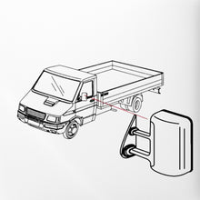 Carica l'immagine nel visualizzatore di Gallery, DISEGNO DIMOSTRATIVO SPECCHIO RETROVISORE PER IVECO DAILY 1990 1996, SPECCHIO SINISTRO E DESTRO, CON BRACCIO LUNGO.