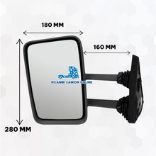 Carica l'immagine nel visualizzatore di Gallery, SPECCHIO RETROVISORE A BRACCIO LUNGO COMPLETO, OE IVECO 93928073.  SPECCHIO AFTERMARKET, ECONOMICO, DI QUALITA'.