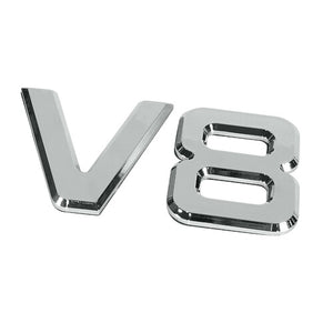 SCRITTA V8 ADESIVA 3D PER SCANIA SERIE 4 SERIE R P94 P114 P124 P144 P164 DECORATIVA CROMATA LUCIDA