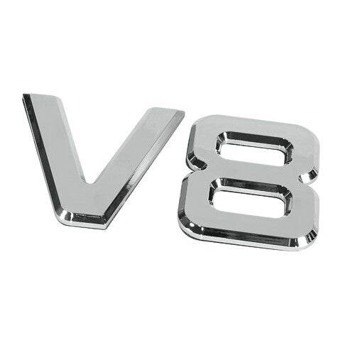 SCRITTA V8 ADESIVA 3D PER SCANIA SERIE 4 SERIE R P94 P114 P124 P144 P164 DECORATIVA CROMATA LUCIDA