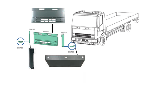 CALANDRA ANTERIORE / DEVIATORI ARIA SINISTRO DESTRO / RIPARO IVECO EUROCARGO I SERIE 65 80 100 120 150
