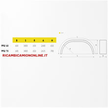 Carica l&#39;immagine nel visualizzatore di Gallery, PARAFANGO POSTERIORE ZINCATO CON BORDO GOMMA UNIVERSALE RIMORCHI E SEMIRICMORCHI