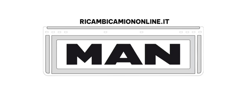 KIT 2 PARASPRUZZI BIANCO SAGOMATO ANTERIORI LOGO NERO MAN SU SFONDO BIANCO