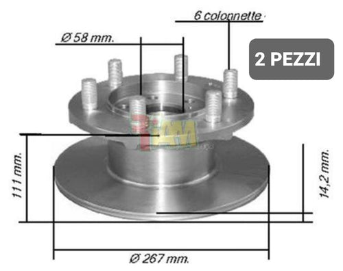 SERIE DISCHI FRENO ANTERIORI IVECO NEW DAILY 35-8 40-8 40-10 35-10 45-10 49-10 DAL 1978 AL 1996