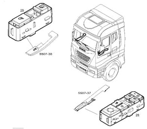 5802962188 INTERRUTTORE ALZAVETRO SINISTRO COMPLETO Di COMANDO SPECCHI ELETTRICI IVECO SWAY