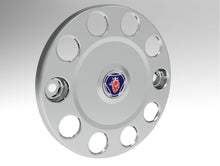 Carica l&#39;immagine nel visualizzatore di Gallery, COPERTURA ANELLO TUNING PROTEZIONE RUOTA ACCIAIO INOX 22,5&quot; LOGO SCANIA IN RILIEVO SERIE TNG NEXTGEN  SERIE P G R