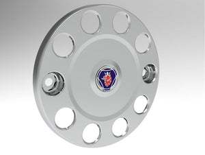 COPERTURA ANELLO TUNING PROTEZIONE RUOTA ACCIAIO INOX 22,5" LOGO SCANIA IN RILIEVO SERIE TNG NEXTGEN  SERIE P G R