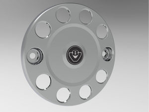 COPERTURA ANELLO TUNING PROTEZIONE RUOTA ACCIAIO INOX 22,5" LOGO V8 SCANIA IN RILIEVO SERIE TNG NEXTGEN P G R
