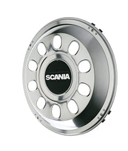 Carica l&#39;immagine nel visualizzatore di Gallery, COPERTURA ANELLO TUNING PROTEZIONE RUOTA ACCIAIO INOX 22,5&quot; LOGO SCANIA IN RILIEVO SERIE TNG NEXTGEN òLP G R