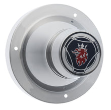 Carica l'immagine nel visualizzatore di Gallery, SET 2 COPERTURE TUNING ANELLO PROTEZIONE RUOTA ACCIAIO INOX LUCIDO 22,5" LOGO GRIFONE SCANIA SERIE TNG NEXTGEN P G R S