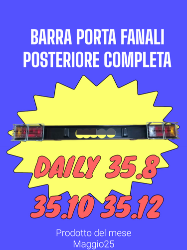 BARRA TRAVERSA PARAINCASTRO CON FANALI POSTERIORI LUCI TARGA GRIGLIE PROTEZIONE IVECO DAILY DA 1982 a 1999 35.8 35.10 35.12