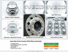 Carica l'immagine nel visualizzatore di Gallery, 50946 COPRI DADI BULLONI TUNING 32" IN ACCIAIO INOX CROMATO LUCIDO IVECO STRALIS HI-WAY S-WAY X-WAY T-WAY EUROSTAR 520 TURBOSTAR 190
