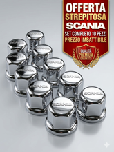 Carica l'immagine nel visualizzatore di Gallery, COPRIDADI BULLONE TUNING PROTEZIONE RUOTA ACCIAIO INOX 33" LOGO SCANIA IN RILIEVO SERIE TNG NEXTGEN SERIE R P G T
