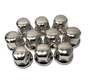 COPRIDADI BULLONE TUNING PROTEZIONE RUOTA ACCIAIO INOX 33" LOGO SCANIA IN RILIEVO SERIE TNG NEXTGEN SERIE R P G